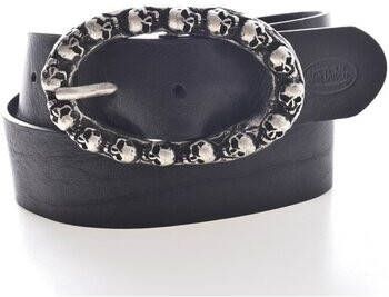 Von Dutch Zwarte Leren Riem Gegraveerd Logo Black