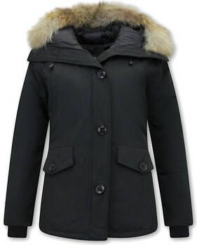 W Collection Parka Jas Halflange Winterjas Bontkraag