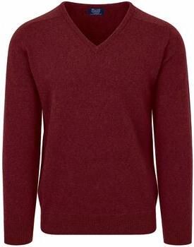 William Lockie Sweater V-Hals Lamswol Bordeaux