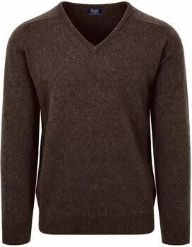 William Lockie Sweater V-Hals Lamswol Cocoa