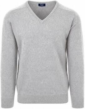 William Lockie Sweater V-Hals Lamswol Flannel Grijs