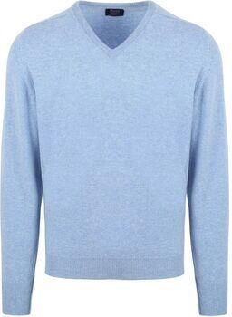 William Lockie Sweaters V-Hals Lamswol Lichtblauw