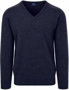William Lockie Sweater V-Hals Lamswol Oxford Blue
