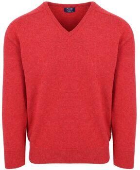 William Lockie Sweater V-Hals Lamswol Poppy Melange