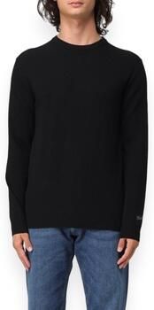 Woolrich Zwarte Ribgebreide Crewneck Trui Black Heren