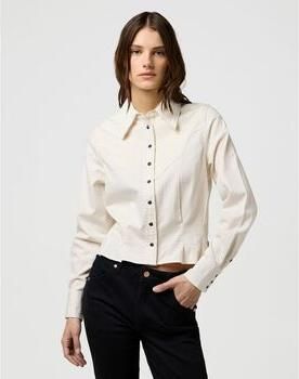 Wrangler Overhemd 112370781 FEMME PEPLUM SHIRT-PINSTAR WHITE