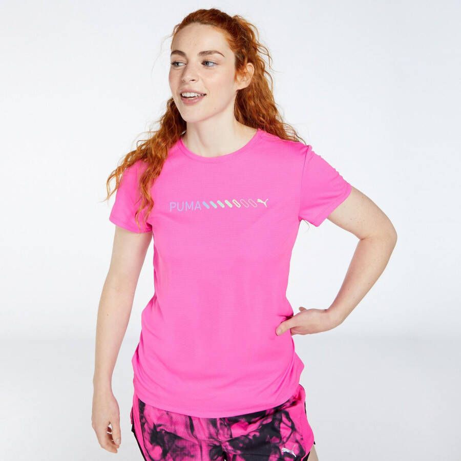 Puma run logo hardloopshirt roze dames