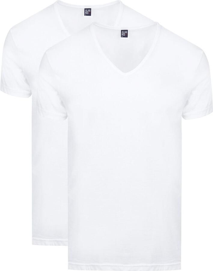 Alan Red Dean V-Hals T-Shirt Wit (2Pack)