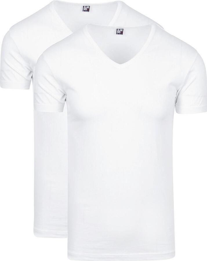 Alan Red Oklahoma T-shirt Stretch Wit (2pack)