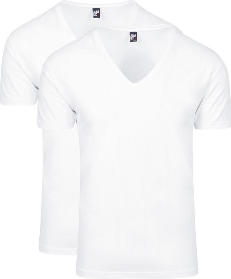Alan Red T-shirt Korte Mouw T-Shirt 2 pack NOV Extra Diepe V-Hals Stretch