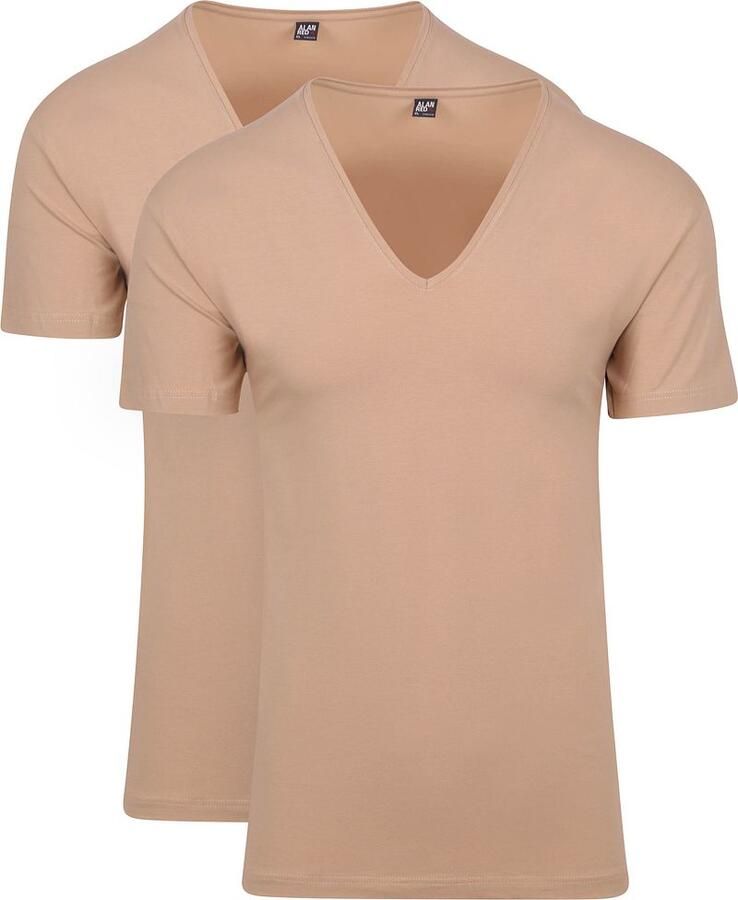 Alan Red T-shirt T-Shirt NOV V-Neck Stretch Beige 2-Pack