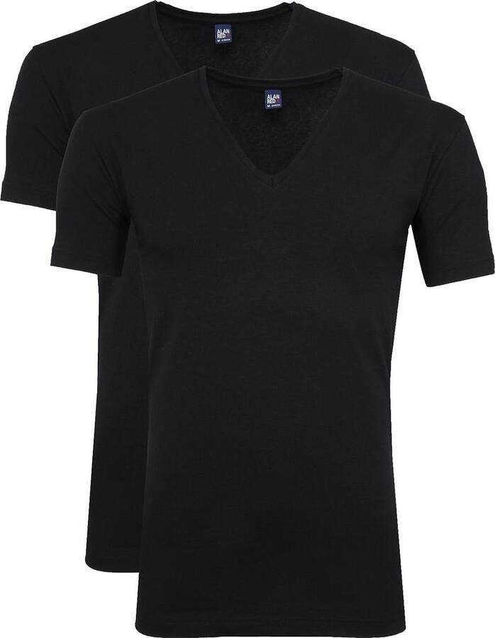 Alan Red T-Shirt NOV V-Neck Stretch Zwart 2-Pack