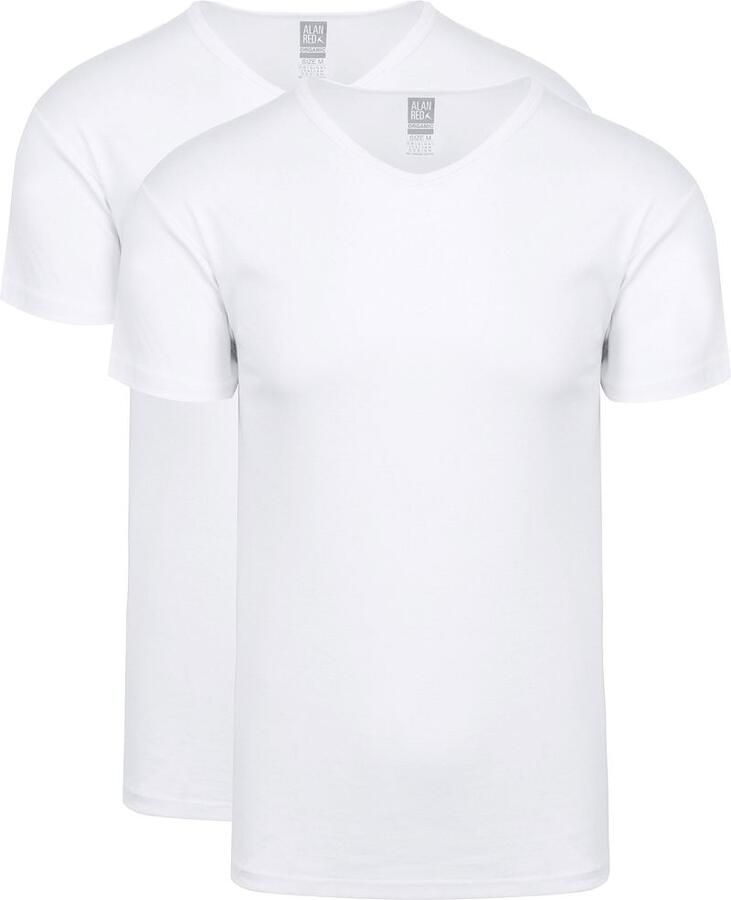 Alan Red Vancouver Organic V-Hals T-Shirt Wit 2-Pack