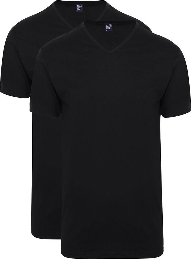 Alan Red T-shirt Vermont Extra Lang V-Hals T-Shirt Zwart 2Pack