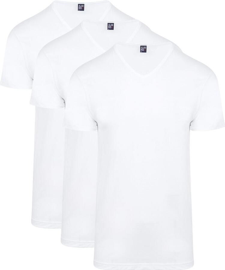 Alan Red T-shirt Vermont T-Shirt V-Hals Wit 3 pack