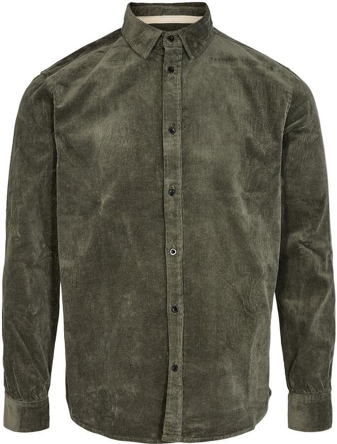 ANERKJENDT Heren Overhemden Akleif Corduroy Shirt Donkergroen