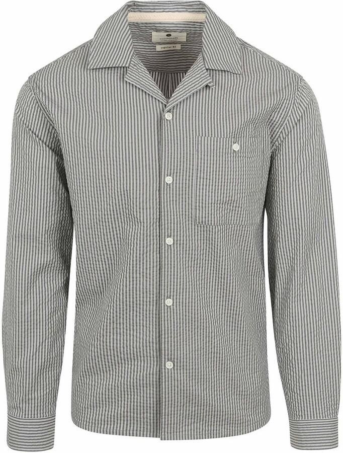 ANERKJENDT Heren Overhemden Akkurt L s Stripe Shirt Olijf - Foto 5