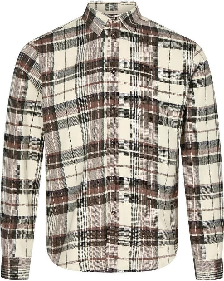 Anerkjendt Geborsteld Ruit Casual Overhemd Beige Multicolor Heren - Foto 6