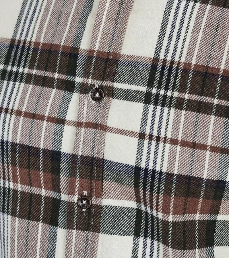 Anerkjendt Geborsteld Ruit Casual Overhemd Beige Multicolor Heren - Foto 2