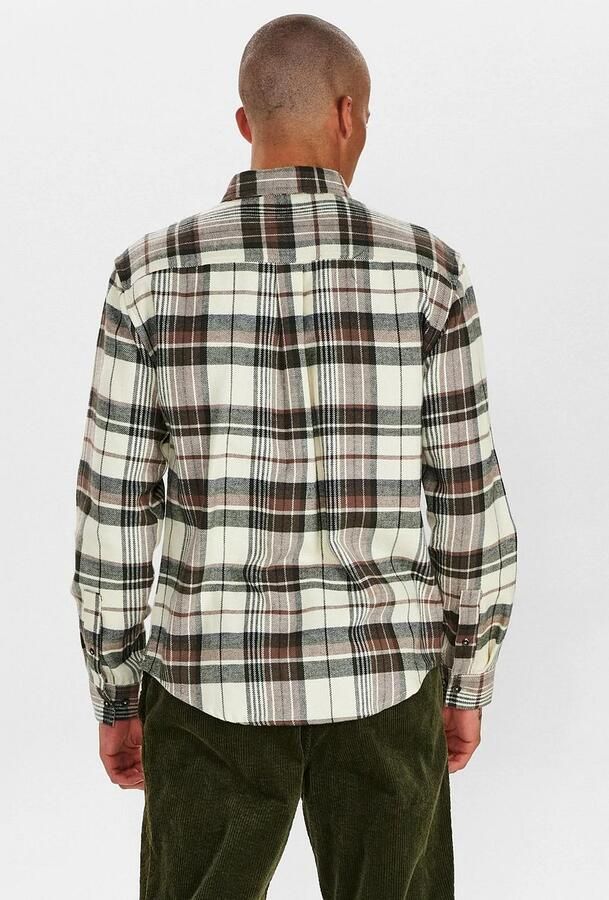 Anerkjendt Geborsteld Ruit Casual Overhemd Beige Multicolor Heren - Foto 5