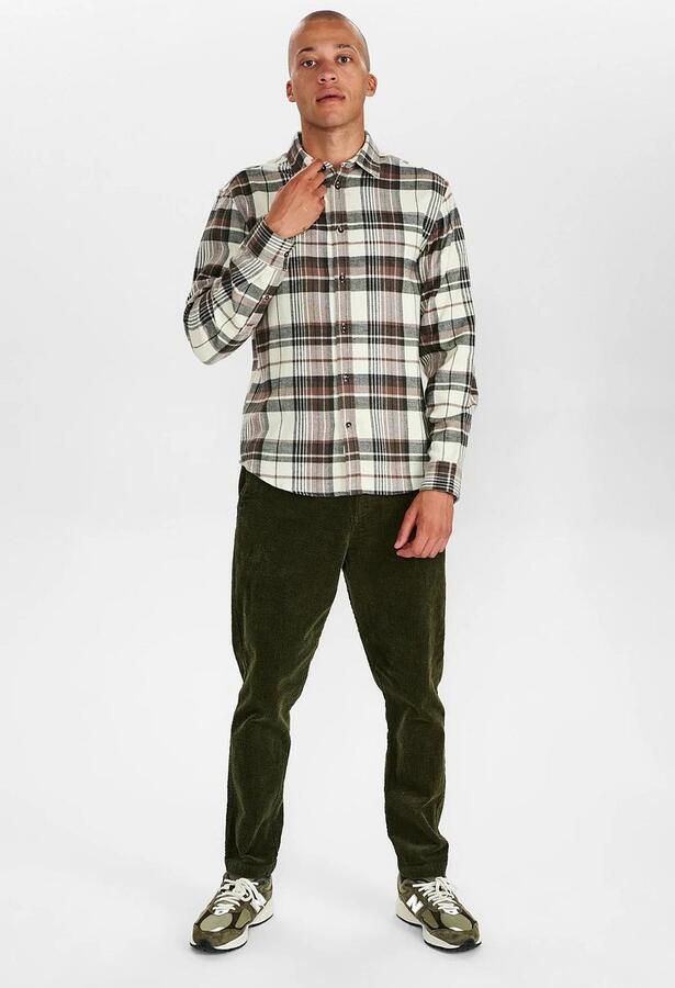 Anerkjendt Geborsteld Ruit Casual Overhemd Beige Multicolor Heren - Foto 4