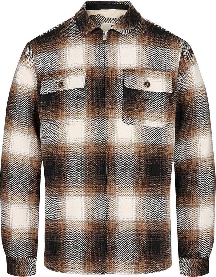 Anerkjendt Bruin Geruit Overshirt Casual Stijl Brown Heren