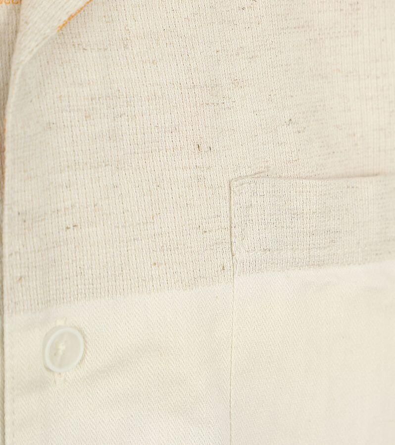 Anerkjendt  Short Sleeve Overhemd Leo Linnen Streep Ecru - Foto 2