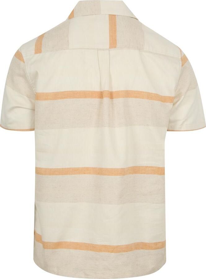 Anerkjendt  Short Sleeve Overhemd Leo Linnen Streep Ecru - Foto 3