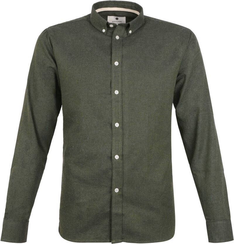 Anerkjendt Donkergroene Casual Overhemd Akknorad Melange Shirt