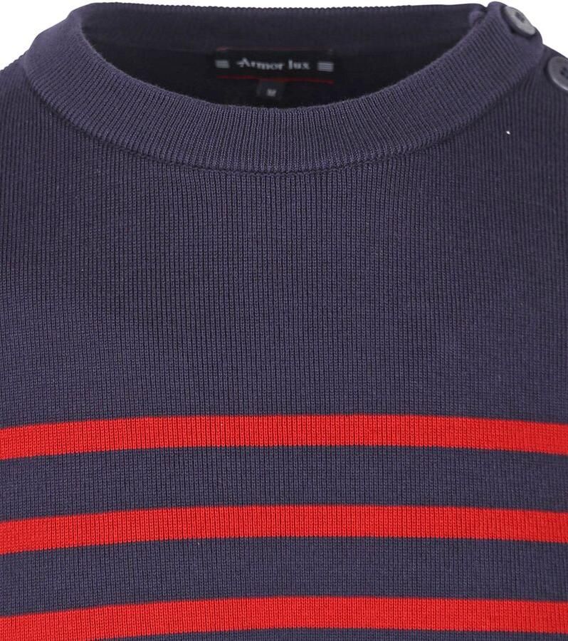 Armor-lux Groix Trui Strepen Navy Rood - Foto 2
