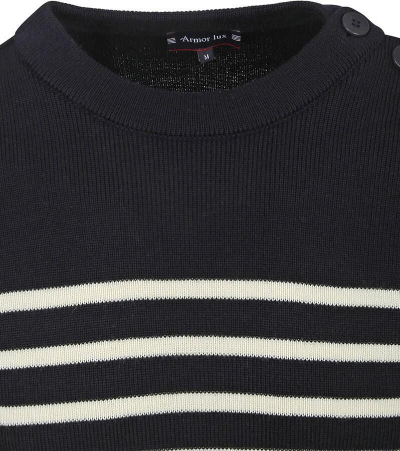 Armor-lux Paimpol Trui Wol Strepen Navy - Foto 2