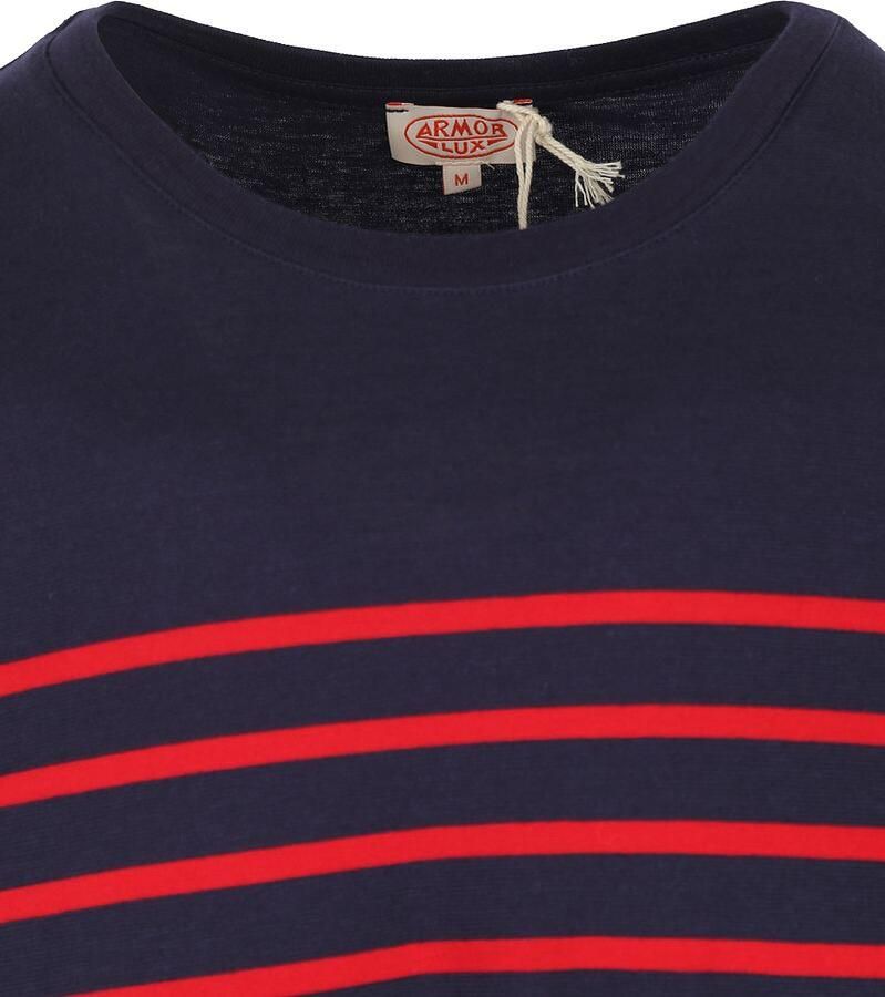 Armor-lux Port-Louis T-Shirt Strepen Donkerblauw Rood - Foto 2
