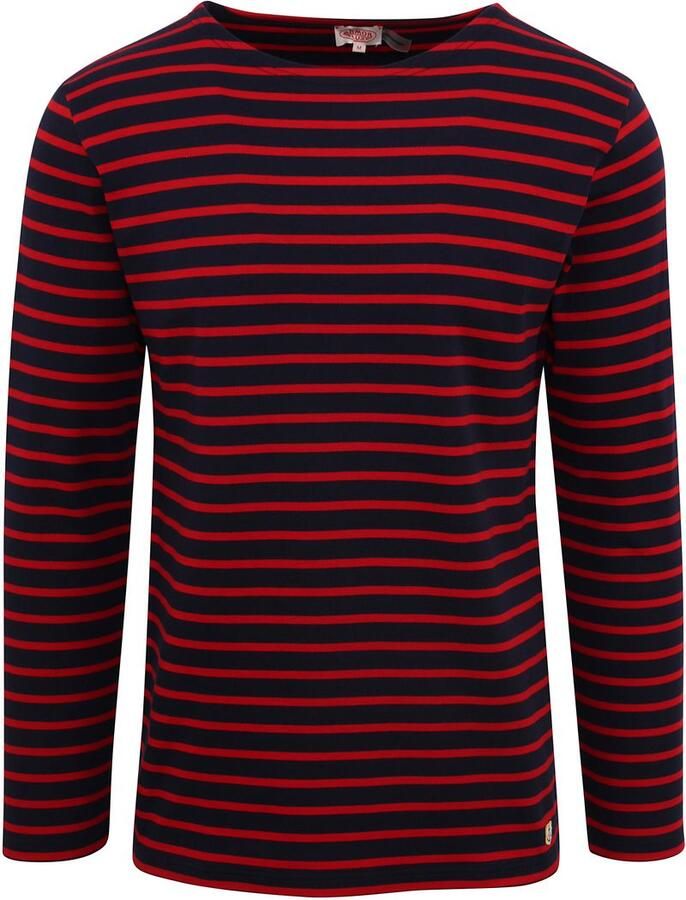 Armor-Lux Houat Trui Strepen Navy Rood Heren