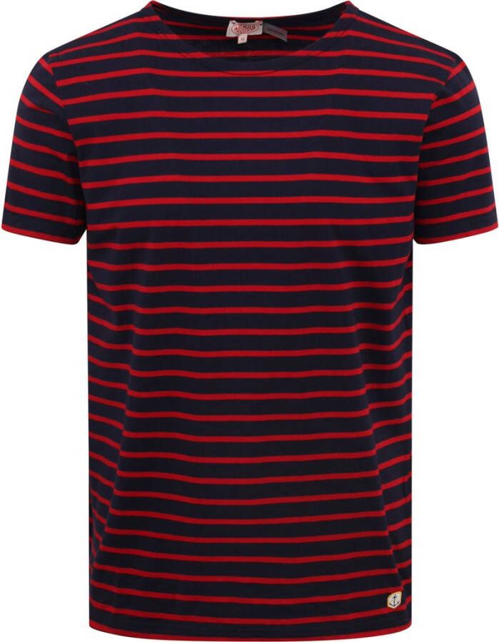 Armor-Lux Hoëdic T-Shirt Strepen Navy Rood Heren