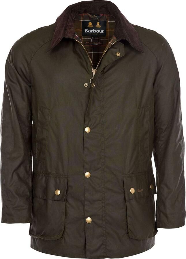 Barbour Groene Katoenen Field Jacket met Ritssluiting en Knoopsluiting Green Heren