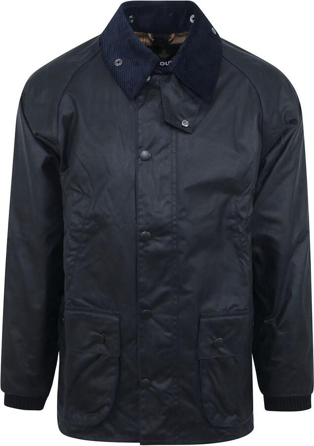 Barbour Marineblauwe Waxjas met Tartan Voering Zwart Heren