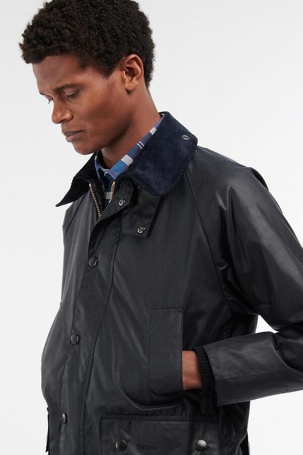 Barbour Marineblauwe Waxjas met Tartan Voering Zwart Heren - Foto 3