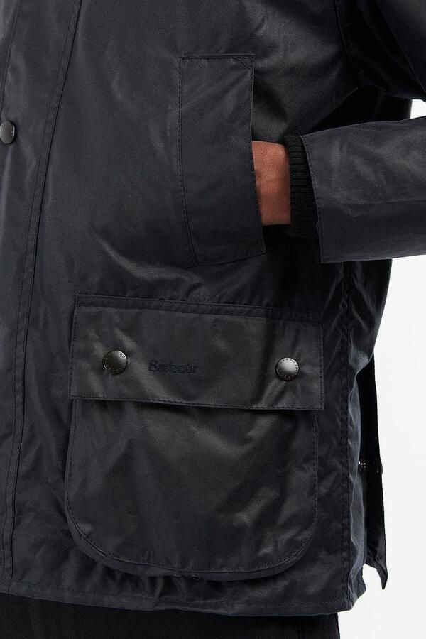 Barbour Marineblauwe Waxjas met Tartan Voering Zwart Heren - Foto 4