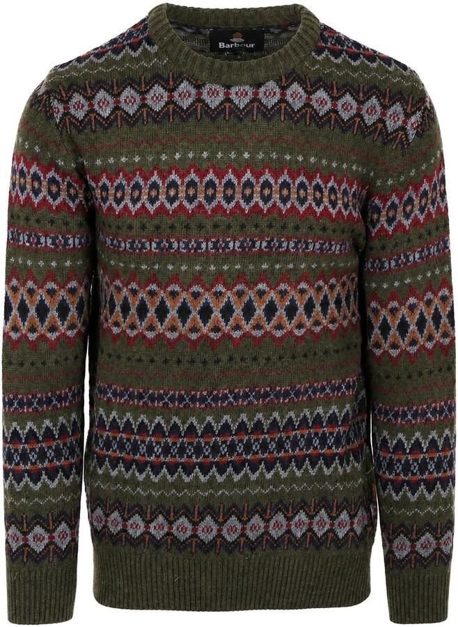 Barbour Sweater Fairisle Trui Wol Donkergroen
