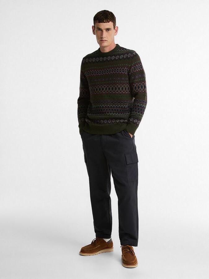 Barbour Sweater Fairisle Trui Wol Donkergroen - Foto 4