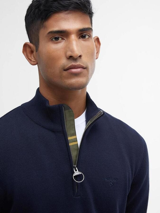 Barbour Klassieke Tartan Half Zip Katoenen Laag Blue - Foto 3