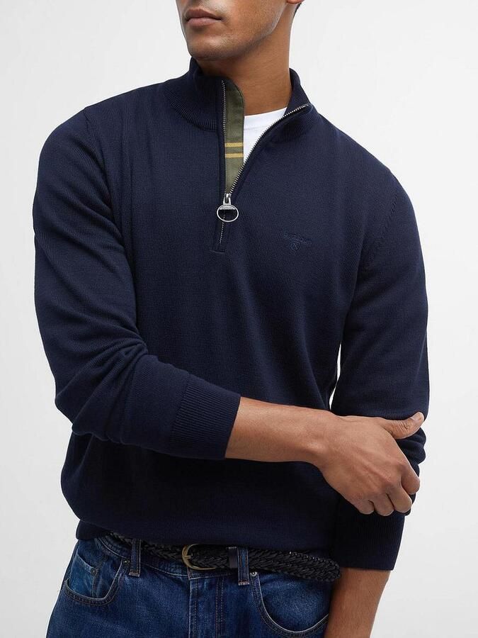 Barbour Klassieke Tartan Half Zip Katoenen Laag Blue - Foto 4