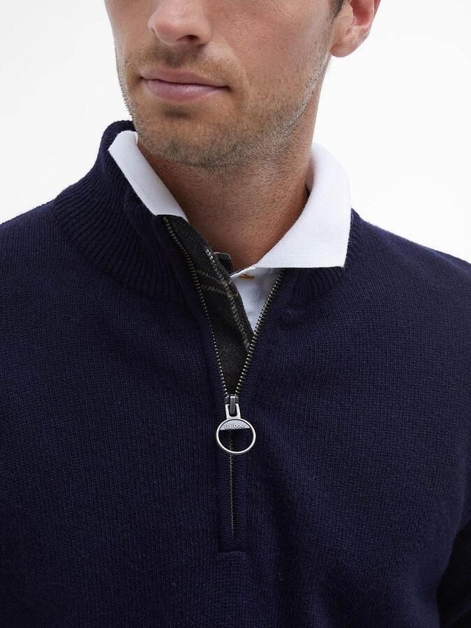 Barbour Blauwe Wollen Trui met Halve Rits Blue Heren - Foto 3