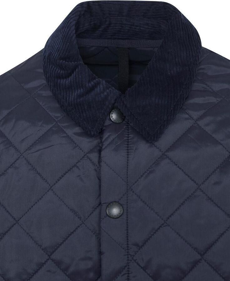 Barbour Moderne gewatteerde jas met geribbelde kraag en drukknoopsluiting Blauw Heren