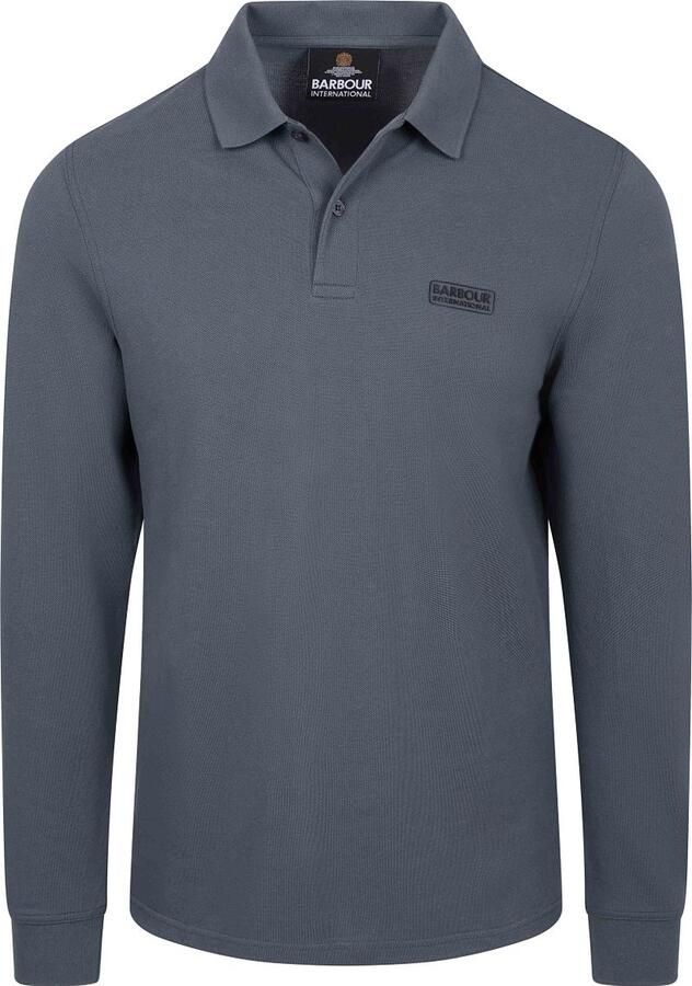 Barbour International Longsleeve Piqué Poloshirt Washed Charcoal
