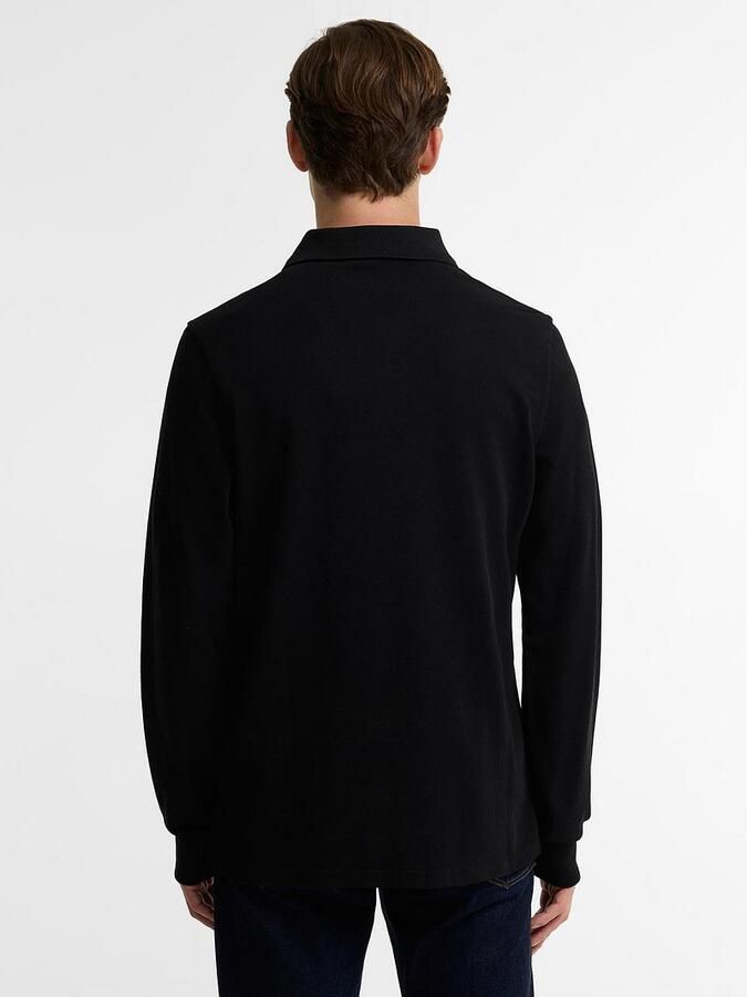 Barbour T-shirt International Longsleeve Piqué Poloshirt Zwart