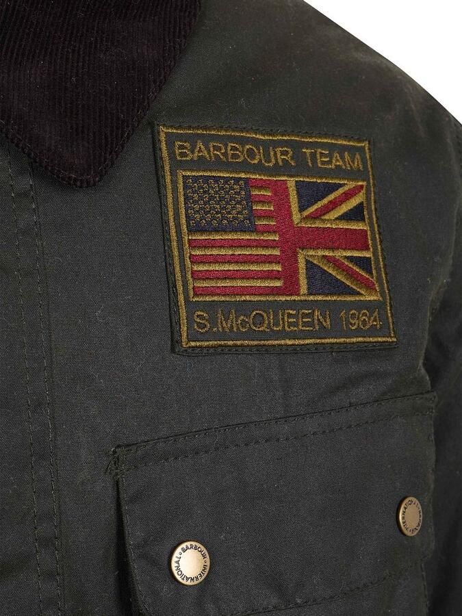 Barbour Steve McQueen International Workers Wax Jas Green Heren - Foto 2