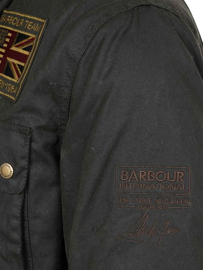 Barbour Steve McQueen International Workers Wax Jas Green Heren - Foto 4