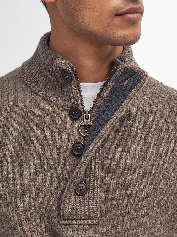 BARBOUR Heren Truien & Vesten Essential Patch Half Zip Knitted Jumper Bruin - Foto 6