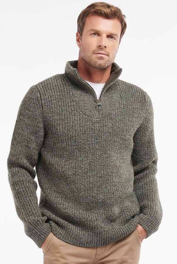 Barbour Sweater NewTyne Zip Trui Wol Donkergroen - Foto 3